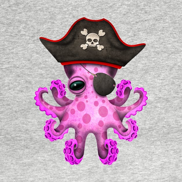 Cute Pink Baby Octopus Pirate by jeffbartels